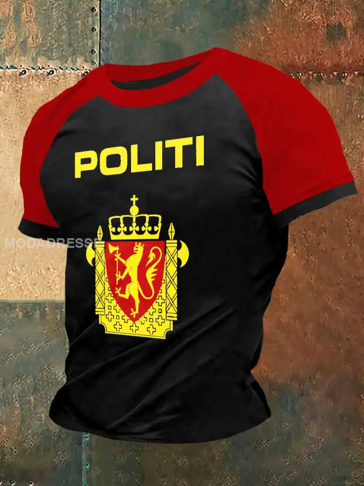Menns norge politikt utskrift Vintage mote stempel Kort erm T-shirt S