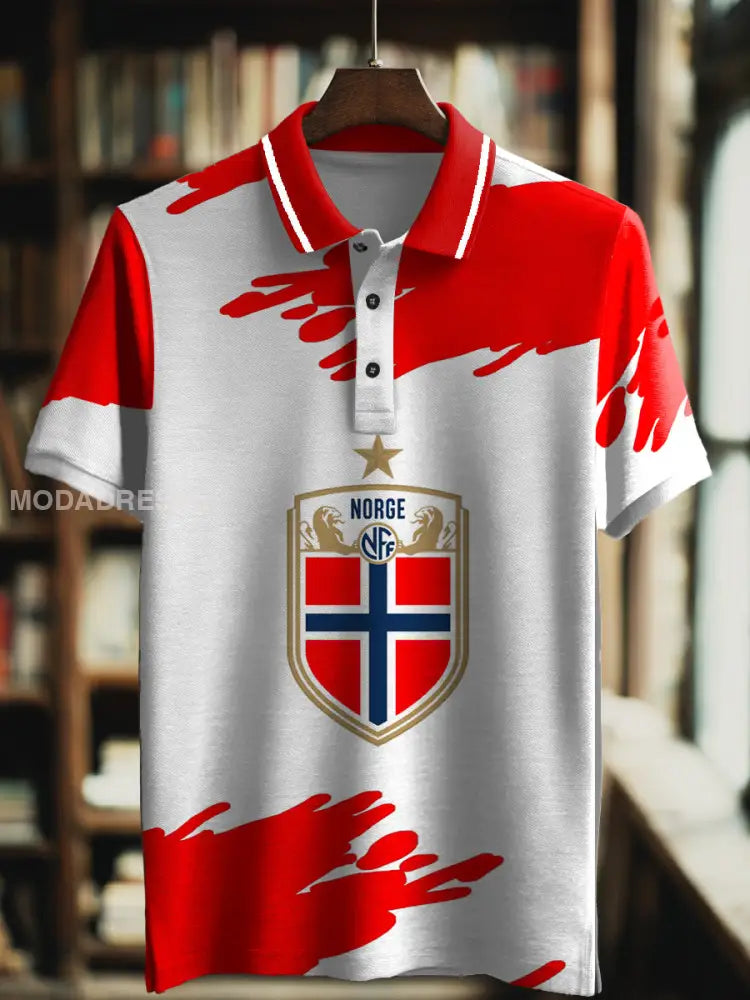Menns norge Skriv ut Polo hals Kort erme T-shirt S