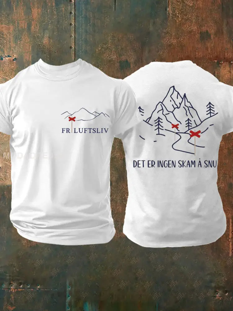 Menns Norge Vandretur trykt T-skjorte kvit / S