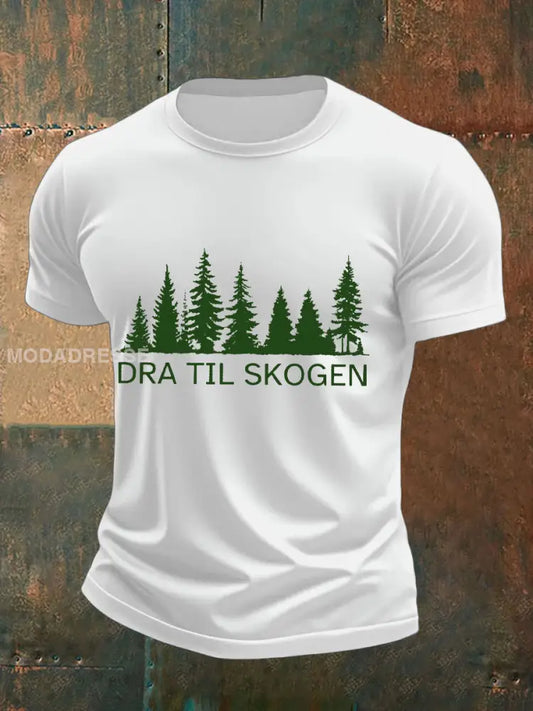 Menns Norge Vandretur trykt T-skjorte kvit / S