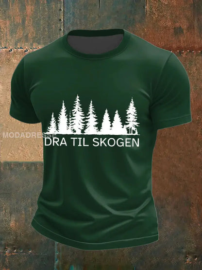 Menns Norge Vandretur trykt T-skjorte mørke grøn / S