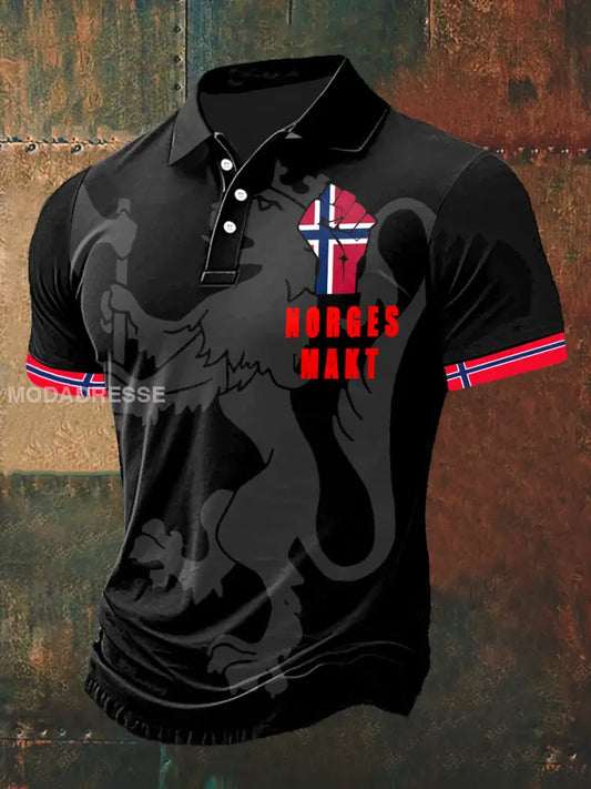 Menns norges Makt Skriv ut Polo hals Kort erme T-shirt S
