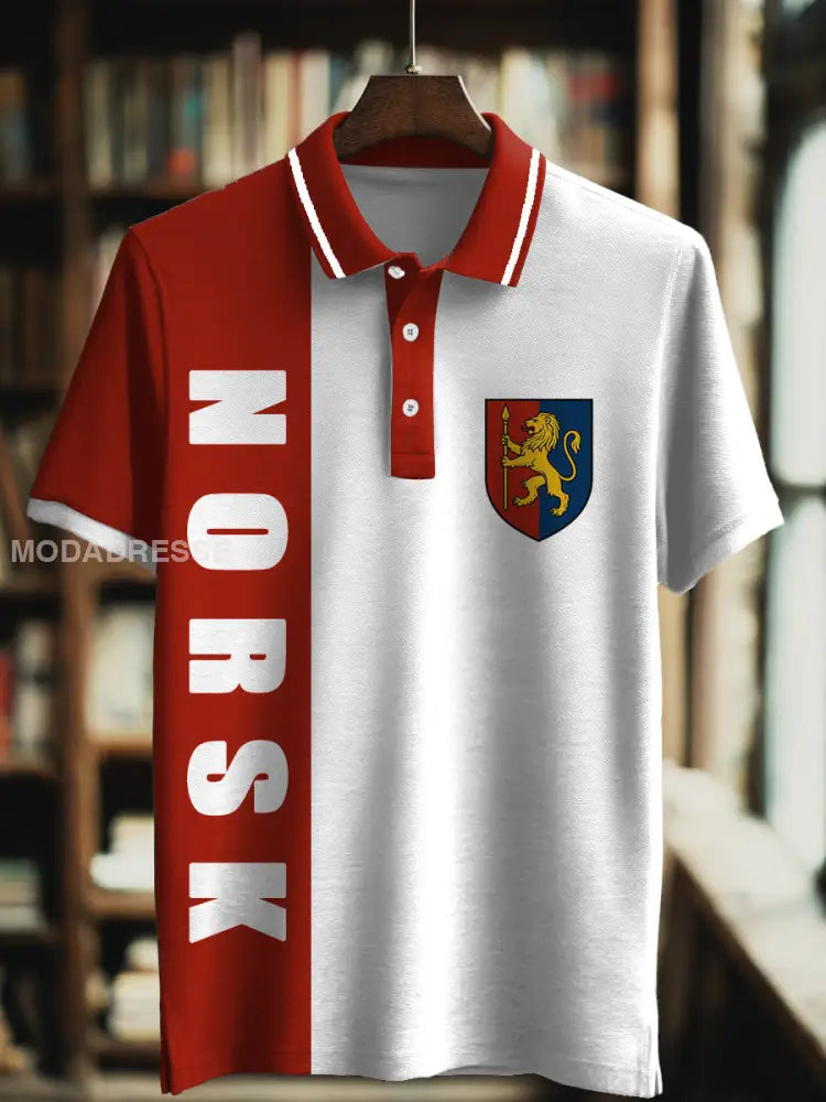 Menns Norsk Skriv ut Polo hals Kort erme T-shirt S