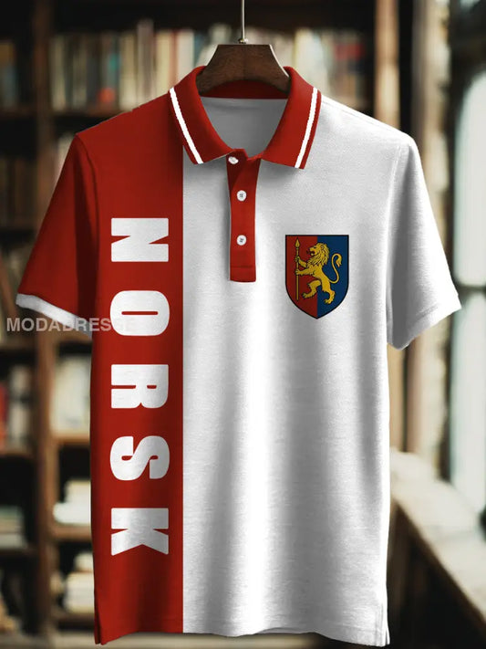 Menns Norsk Skriv ut Polo hals Kort erme T-shirt S