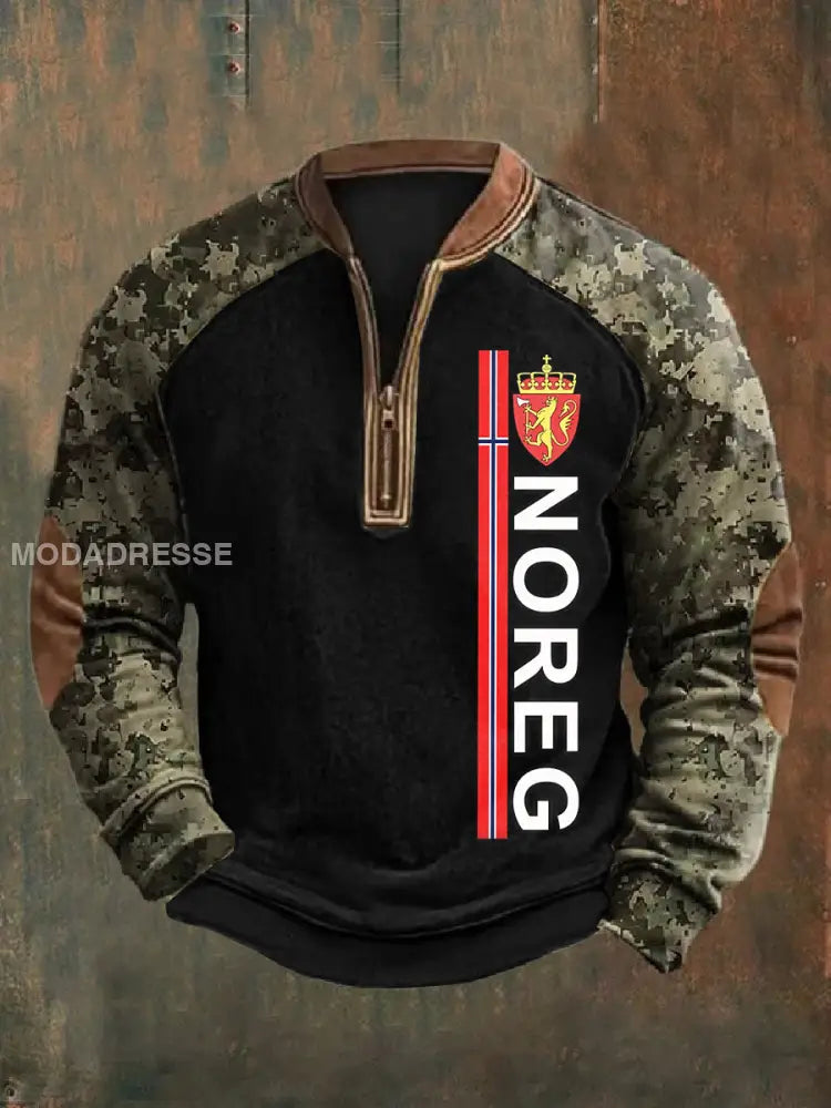 Menns norske Kamouflage Militær tema Skriv ut zip-opp øverst som bilete / S