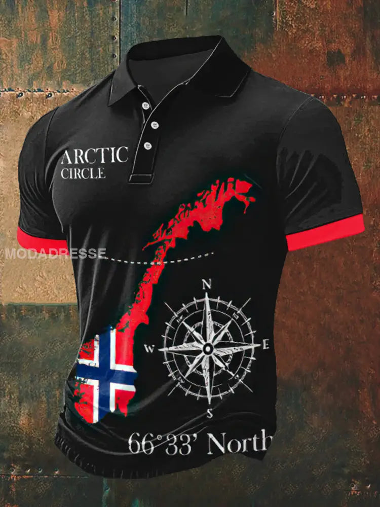 Menns norske polarsirkel Skriv ut med Polo hals T-shirt S