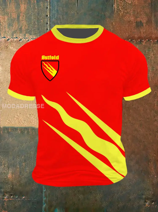 Menns Ostfold trykt Vintage Kort erme T-shirt raud / S