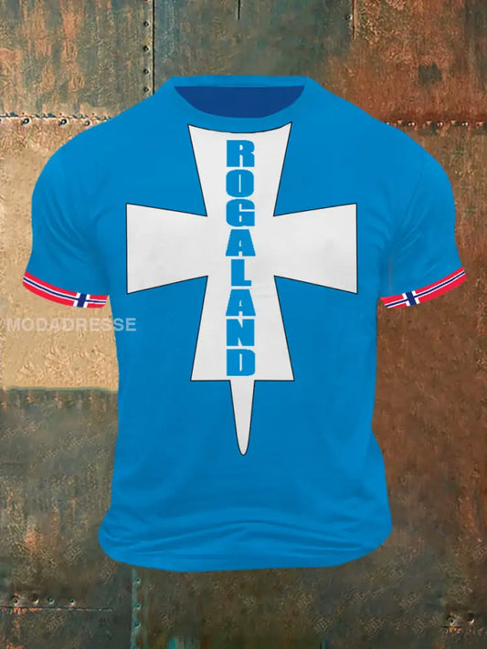 Menns Rogaland-kort erme-t-shirt blå / S