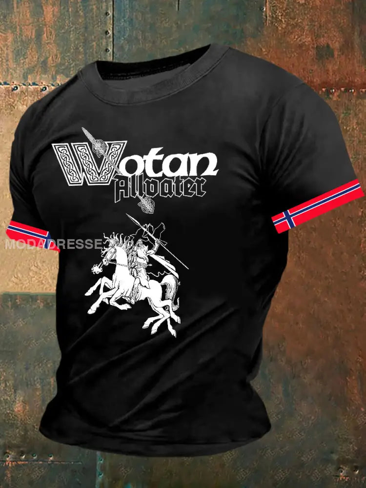 Menns wotan Alloater Print Vintage Mode Kort erme T-shirt S