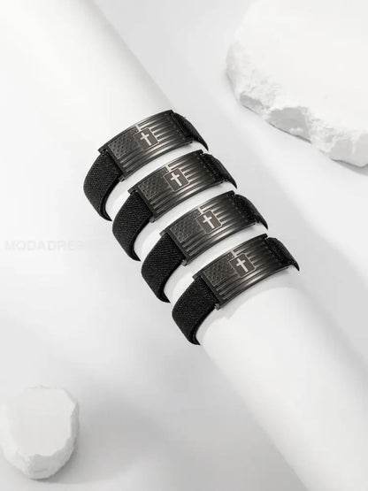 Mens amerikanska flagga kors armband svart / JM