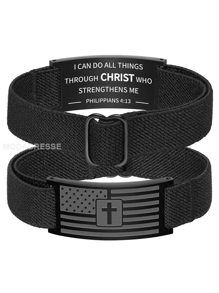 Mens amerikanska flagga kors armband svart / JM