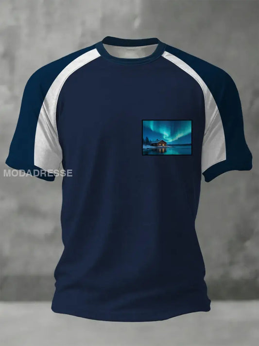 Miesten hienovarainen revontulet Raglan T-paita moniväri / S