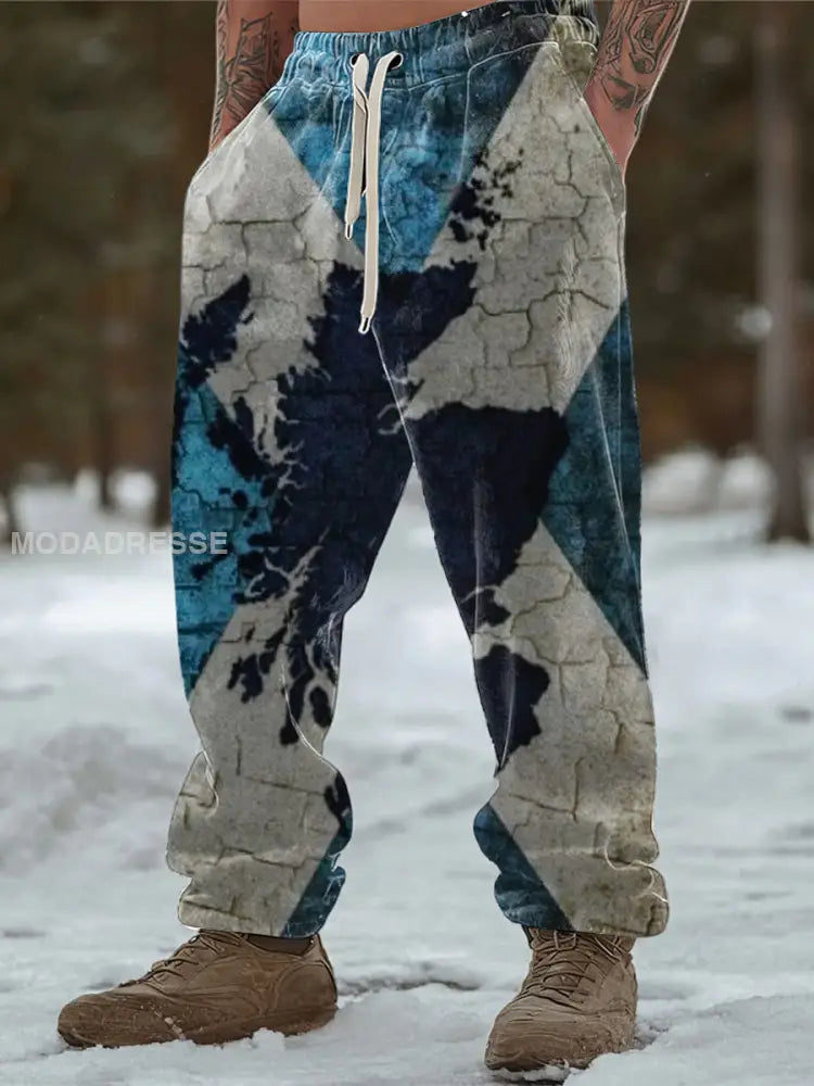 Miesten järkkä Crackle Tie-Dye Abstract kuvio Sweathousut moniväri / S