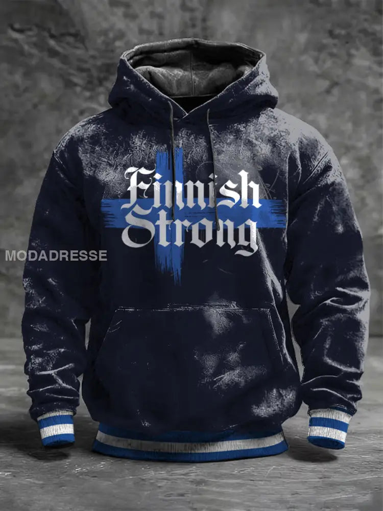Miesten Rohkea laivasto ’Suomi vahva’ raidallinen huppari moniväri / S