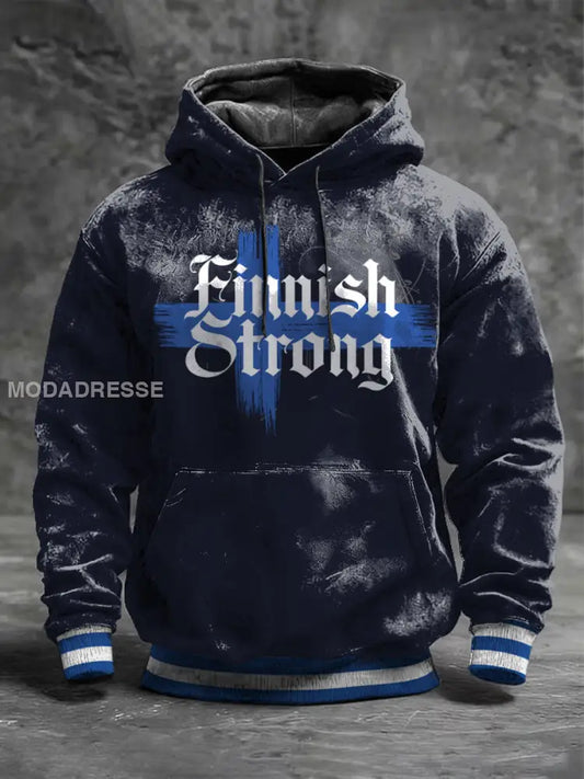 Miesten Rohkea laivasto ’Suomi vahva’ raidallinen huppari moniväri / S