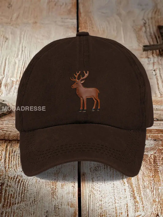 Miesten Rustic ruskea nahka poro patch Baseball Cap moniväri