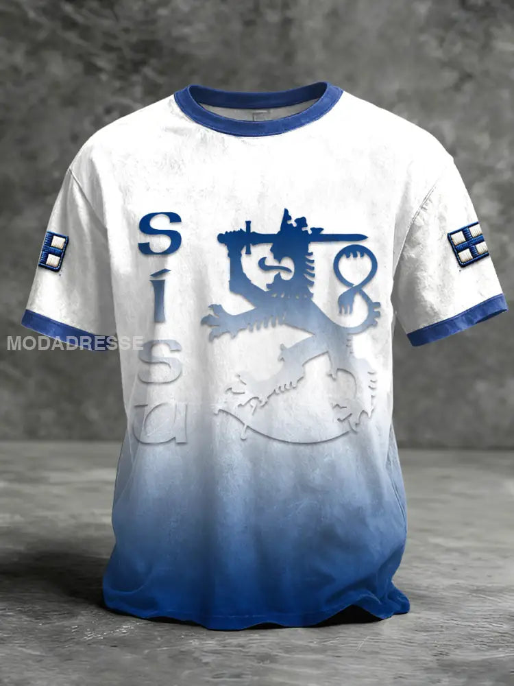 Miesten suomalainen SISU-valmiste Print Casual T-paito valkoinen / S