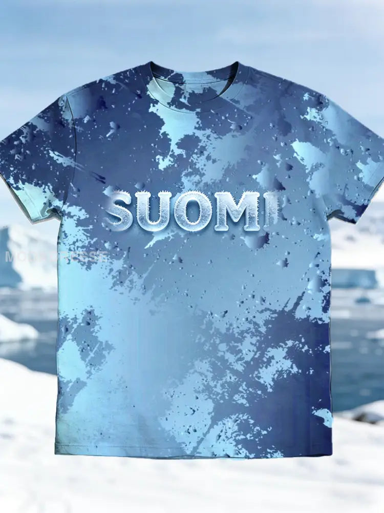 Miesten suomalainen SUOMI Creative Print Casual T-paito sininen / S