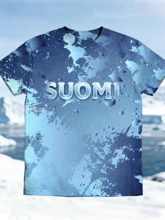 Miesten suomalainen SUOMI Creative Print Casual T-paito sininen / S
