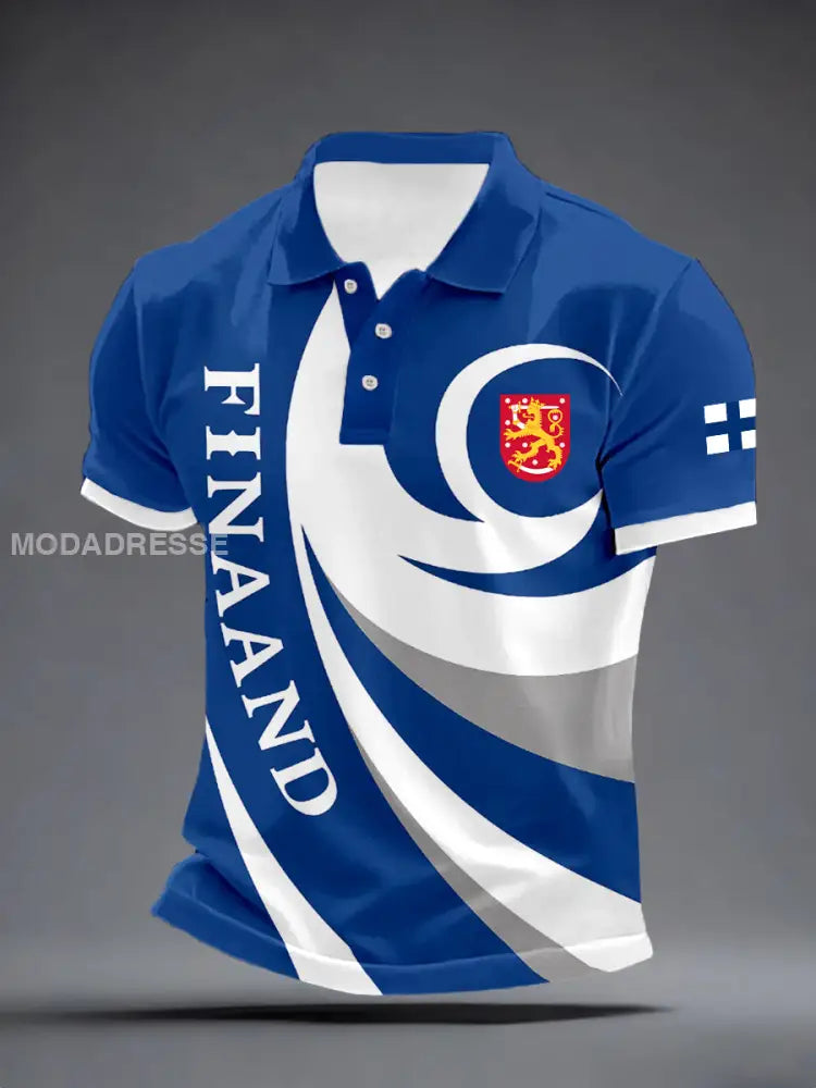 Miesten Suomi Inspiroitu Print Polo -paita kuvana / S