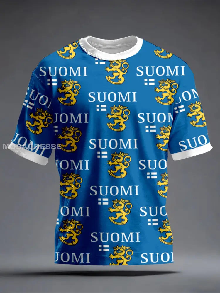 Miesten Suomi Inspiroitu tulosta T-paita sininen / S