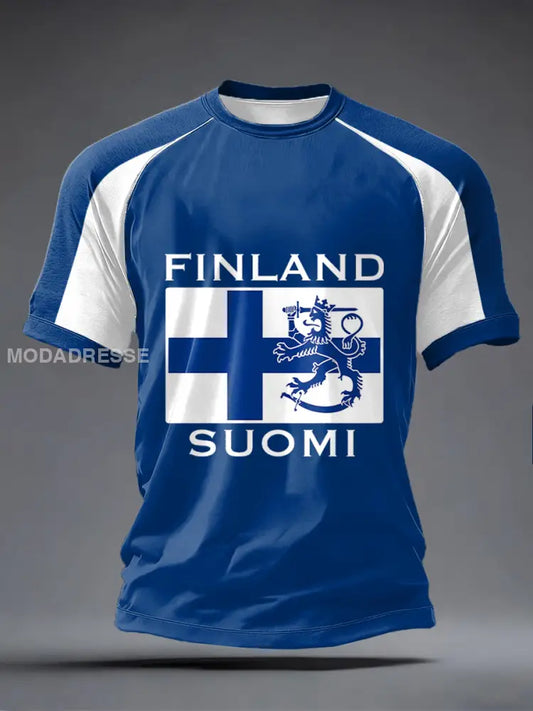Miesten Suomi Inspiroitu tulosta T-paita sininen / S