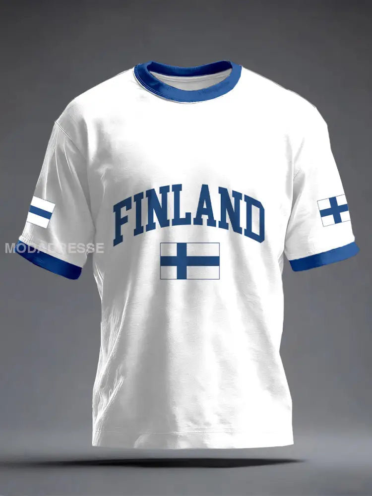 Miesten Suomi Inspiroitu tulosta T-paita valkoinen / S