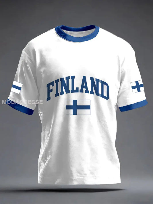 Miesten Suomi Inspiroitu tulosta T-paita valkoinen / S