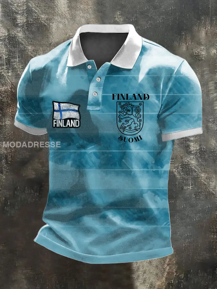 Miesten tyylikäs Sininen-harmaa Diagonal Lion Polo -paita moniväri / S