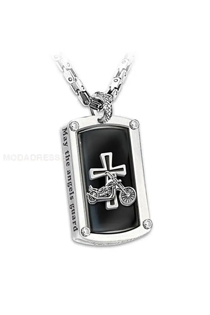 Motorcykel Kors hängande halsbandet svart