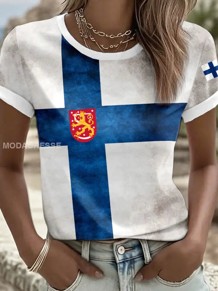 Naisten Suomi Inspiroitu tulosta T-paita kuvana / S