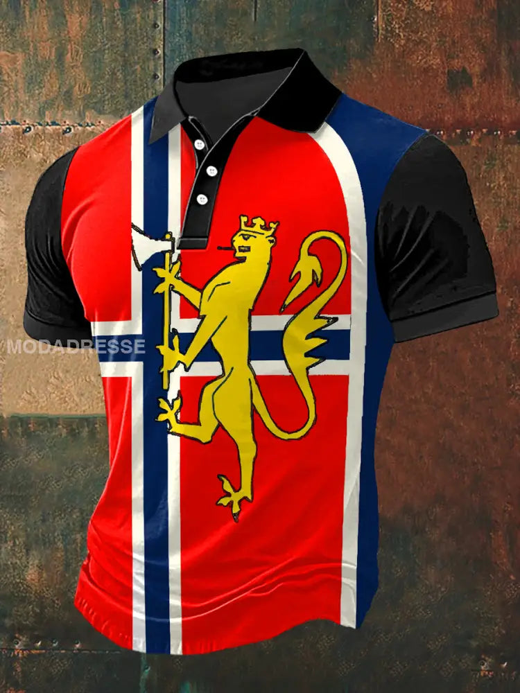 Norge flagg skriv ut med Polo hals Kort erme T-shirte raud / S
