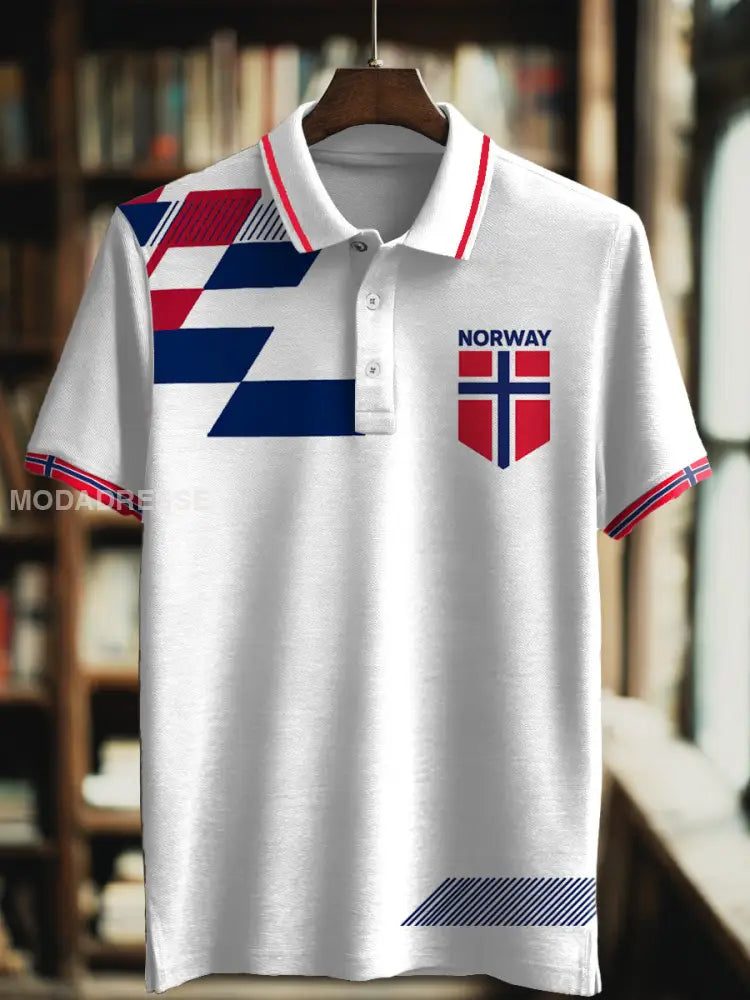 Norge flagg skriv ut med Polo hals Kort erme T-shirte S