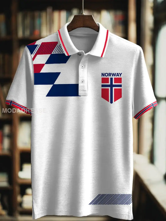 Norge flagg skriv ut med Polo hals Kort erme T-shirte S