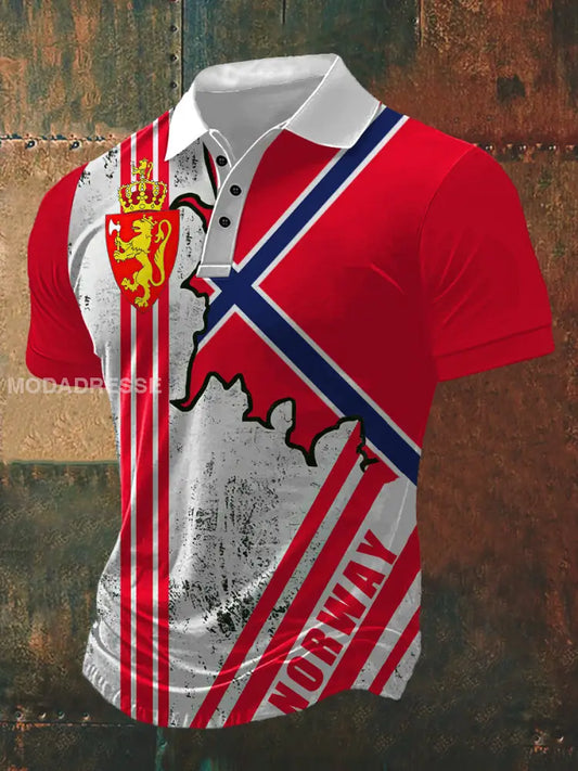 Norge flagg skriv ut med Polo hals Kort erme T-shirte S
