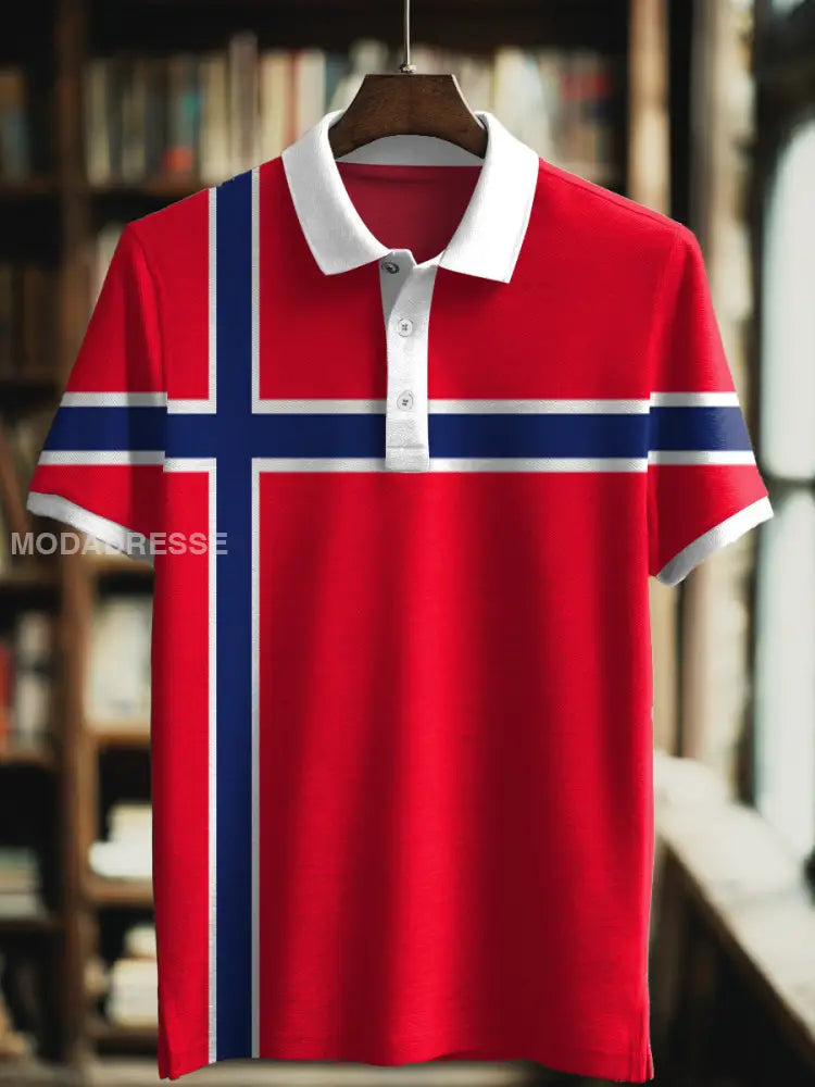 Norge flagg skriv ut med Polo hals Kort erme T-shirte S