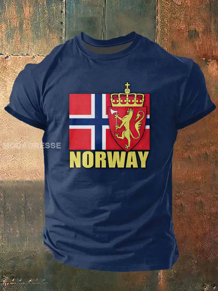 Norge flagg utskriver Vintage Kort erme T-shirt S