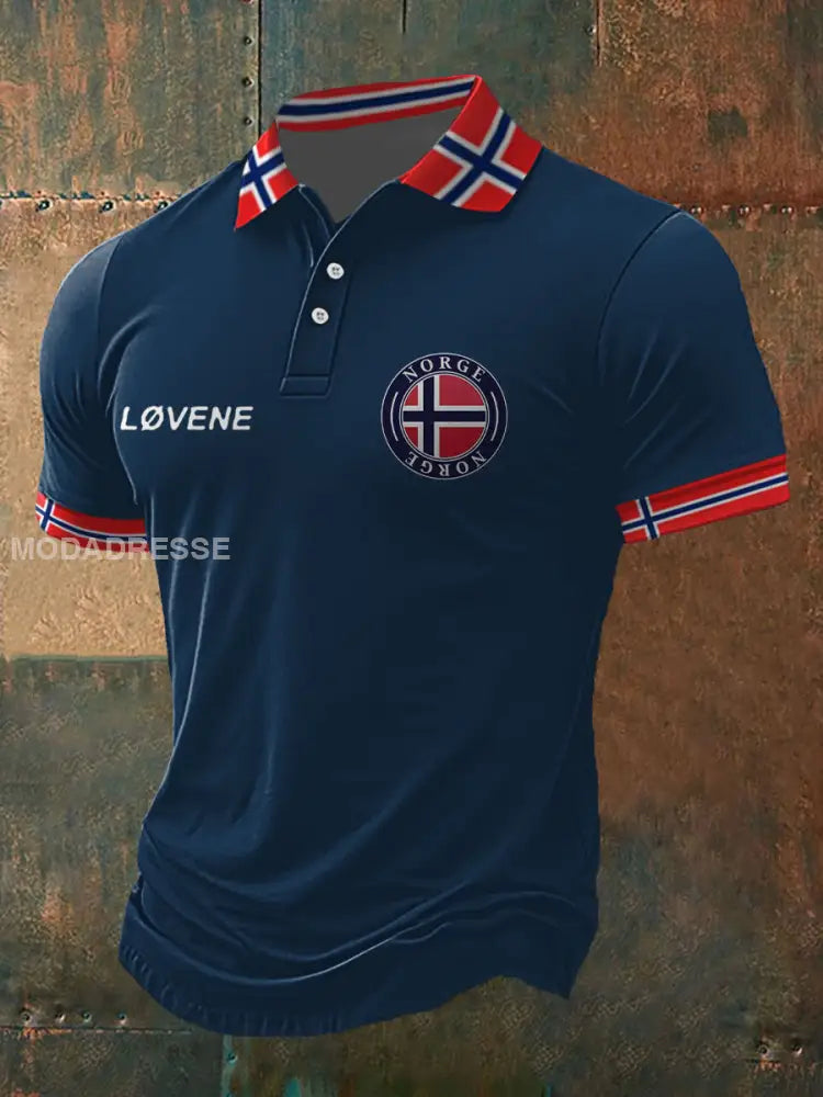 Norge fotball-elsker trykt topp marinblå / S