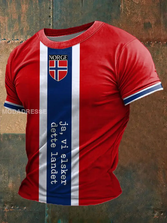 Norge fotball trykt T-skjort raud / S