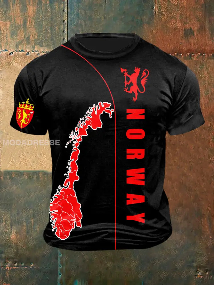 Norge utskrifter Vintage Kort erme T-shirt S