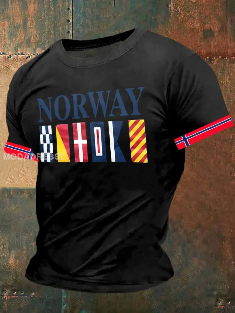Norge utskrifter Vintage Kort erme T-shirt S