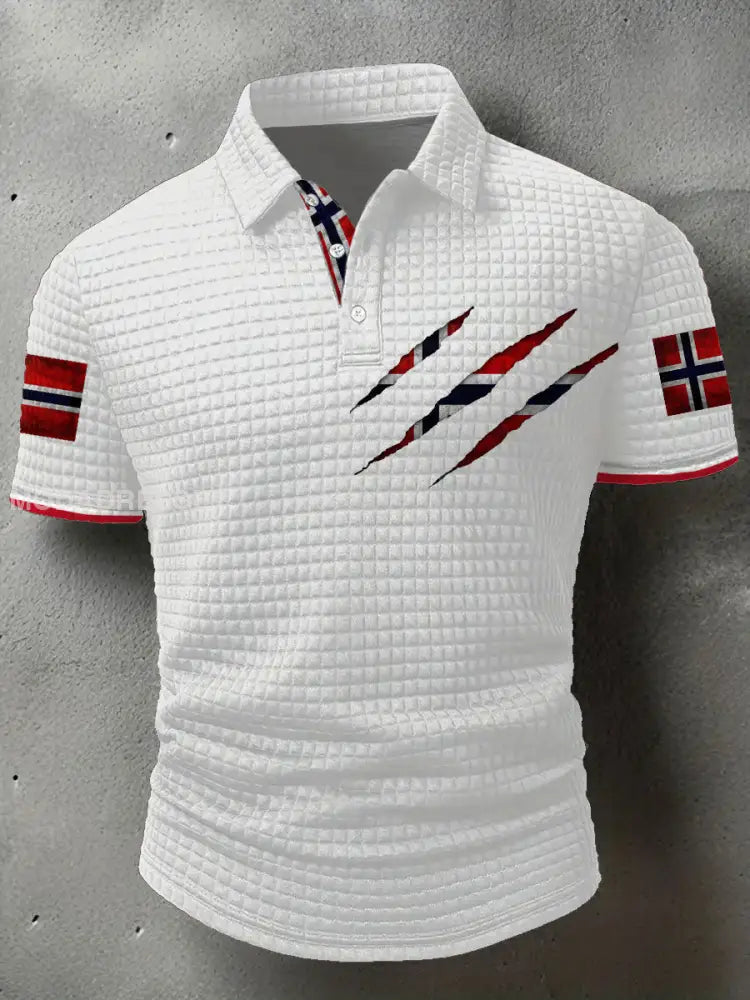 Norges flagg trykt på topp kvit / S