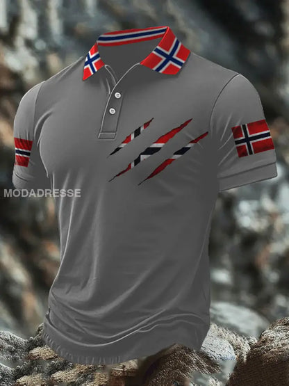 Norges flagg trykt på topp lysgrå / S