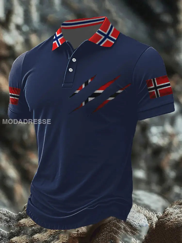 Norges flagg trykt på topp marinblå / S