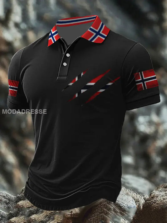 Norges flagg trykt på topp svart / S