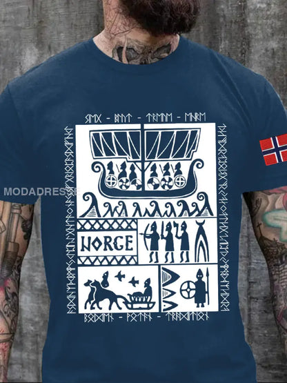 Norges historie Trykt T-skjorte blåblått / S