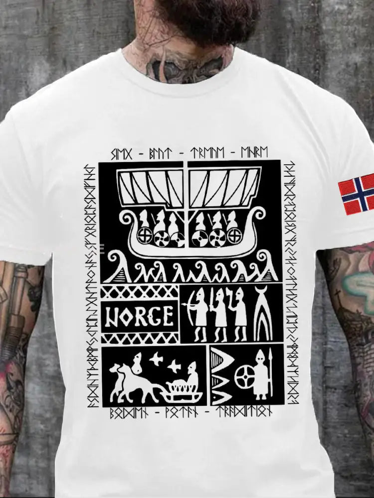Norges historie Trykt T-skjorte kvit / S
