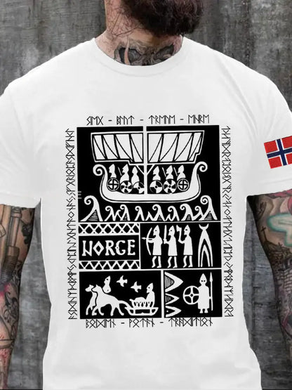 Norges historie Trykt T-skjorte kvit / S