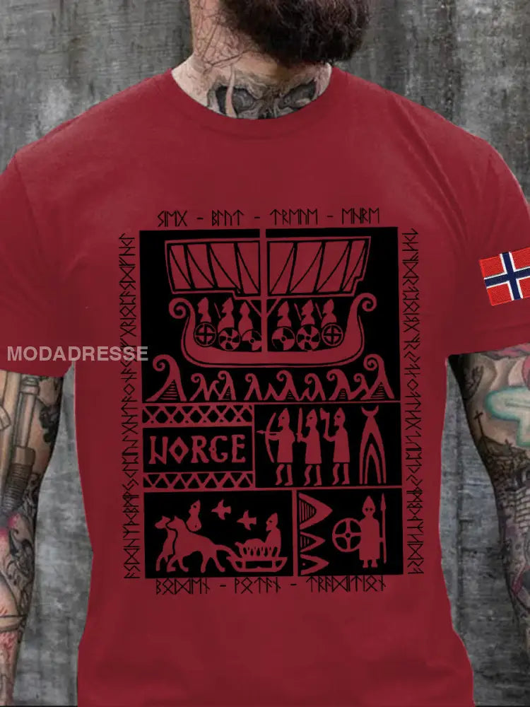 Norges historie Trykt T-skjorte raud / S