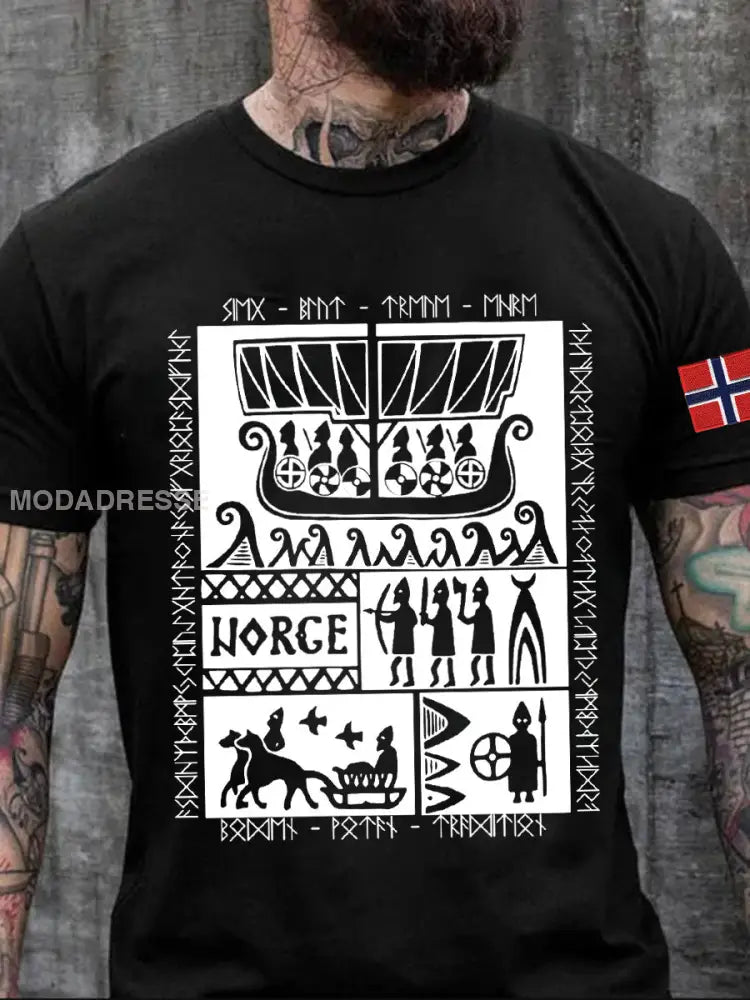 Norges historie Trykt T-skjorte svart / S